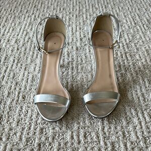 Elegant Silver Ankle Strap Heels